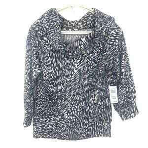 New Willow Drive Size Small 3/4 Sleeve Cowel Neck Zebra Print Blouse
